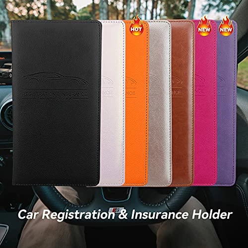 Outlet ???? Car Registration And Insurance Holder, Premium Pu Leather Vehicle Glove Box Organizer, Prefect Car Essentials Wallet For Driver License, Cards & Essential Documents (Orange) ???? 8 Outlet ???? Car Registration And Insurance Holder, Premium Pu Leather Vehicle Glove Box Organizer, Prefect Car Essentials Wallet For Driver License, Cards & Essential Documents (Orange) ???? - Image 6