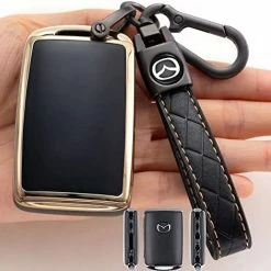 Best Pirce ???? Smart Key Fob Case Cover Protector With Leather Key Holder Compatible With 2019-2022 Mazda 3, Mazda 3 Hatchback, 2020-2022 Mazda CX-5, CX-30, CX-10（3-4-Button），White ???? -Car Seat Covers shop 513anazVreL. AC