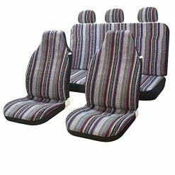 Wholesale ???? 10pc Stripe Multi-Color Seat Cover Baja Saddle Blanket Weave Universal Bucket Seat Cover Fit For Cars & Vans With Steering Wheel Cover Baja Inc ⌛