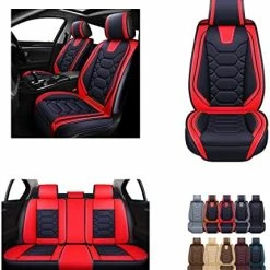 Best Sale ✨ Car Seat Covers Accessories Full Set Premium Nappa Leather Cushion Protector Universal Fit For Most Cars SUV Pick-up Truck, Automotive Vehicle Auto Interior Décor (OS-004 Red) Tan ???? -Car Seat Covers shop 514OsE4rLPL. AC