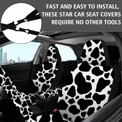 Brand new ???? 15 PCS Cow Print Car Seat Cover Set,Steering Wheel Cover Center Console Armrest Pad Headrest Seat Belt Cover Handbrake Gear Cover Keychain Coasters Full Set Cow Print For Car SUV ????
