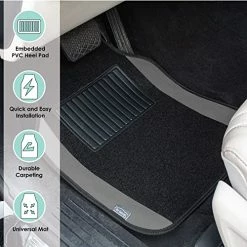 Hot Sale ???? 14407GRAY Universal Fit Premium Carpet Gray Automotive Floor Mats Fits Most Cars, SUVs, And Trucks With Driver Heel Pad, Full Set ???? -Car Seat Covers shop 514jxiGCigL
