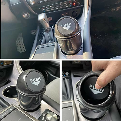Buy ???? Mini Car Trash Can, Small Automatic Portable Trash Can With Lid, For Car Home Office (Black) Gray-1 Pack ???? 8 Buy ???? Mini Car Trash Can, Small Automatic Portable Trash Can With Lid, For Car Home Office (Black) Gray-1 Pack ???? - Image 6