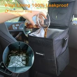 Best Pirce ???? Car Trash Can With Lid, WAVELANE Automotive Waterproof Car Garbage Can, Collapsible Car Trash Bag Hanging, Car Accessories Interior Car Organizer (Black) ⭐ -Car Seat Covers shop 515To55w9JL