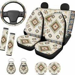 Budget ⭐ Western Seat Cover Full Set Car Accessories 11-pcs Aztec Horse Car Seat Cover With Steering Wheel Cover,Front And Rear Bench Seat Cover For Truck,Seat Belt Shoulder Pad,Keychain,Car Coasters ???? -Car Seat Covers shop 515Xt9VuS4L. AC
