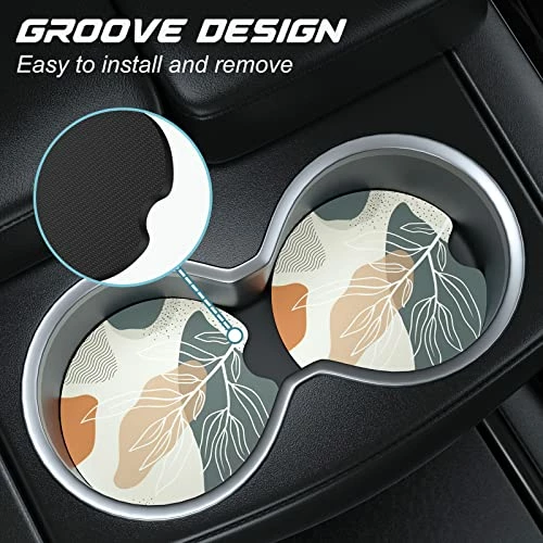 Top 10 ✔️ Car Cup Holder Coasters, 2 Pack Universal Auto Anti Slip Insert Coaster, Rubber Car Coasters With A Finger Notch, Cute Car Assecories For ???? Women Men, Cup Mat For Most Car Interior (Desert Leaf) ❤️ 8 Top 10 ✔️ Car Cup Holder Coasters, 2 Pack Universal Auto Anti Slip Insert Coaster, Rubber Car Coasters With A Finger Notch, Cute Car Assecories For ???? Women Men, Cup Mat For Most Car Interior (Desert Leaf) ❤️ - Image 6