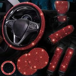 Cheapest ???? Blue Bling Steering Wheel Cover Set Of 8 Pack, Rhinestone Diamond Blue Bling Car Accessories For ???? Women, Handbrake Cover, Seat Belt Cover, Gear Shift Cover, Ignition Ring, Car Coaster, Blue B-blue ???? -Car Seat Covers shop 516gfXRPIZL. AC