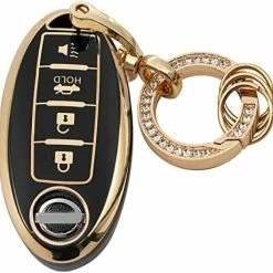 Cheapest ???? For Nissan Key Fob Cover 5Buttons TPU Protection Car Key Case Shell With Fashion Gold Bling Keychain Compatible With Nissan Altima Maxima Murano Rogue Sentra 370z Pathfinder White Black 4 Buttons ⭐ -Car Seat Covers shop 516ml3IU2xL. AC