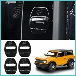Flash Sale ???? HLmmby For Bronco Accessories 2 Door 4 Door Lock Cover Stainless Steel Door Arm Protection Cover Trim Interior Accessories Door Lock Latchs Cover For Ford Bronco 2022 2021(Black) ✔️