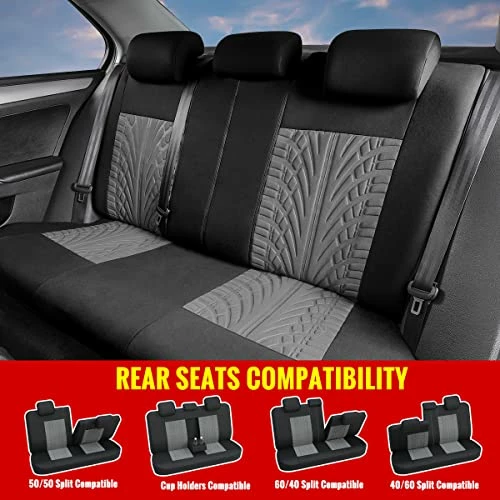 Wholesale ⌛ Grey Car Seat Covers Full Set, Front Bucket Seat Covers With Split Bench Car Seat Cover Set For ???? Women Full Set Seat Protectors - 9pcs Red ???? 4 Wholesale ⌛ Grey Car Seat Covers Full Set, Front Bucket Seat Covers With Split Bench Car Seat Cover Set For ???? Women Full Set Seat Protectors - 9pcs Red ???? - Image 2