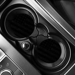 Brand new ✨ Car Cup Holder Coasters，Cute Car Accessories For ???? Women And Lady，2 Pack 2.95inch Car Cup Holder Coasters，Universal Non Slip Cup Holder Insert Coaster (Gray Flag) ⌛ -Car Seat Covers shop 517LyYwnJeL. AC