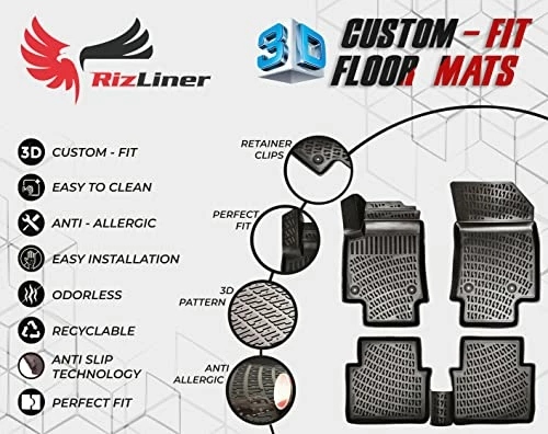 Best Sale ???? Custom Fit Floor Mats Compatible With Hyundai Elantra 2017 - 2020 3D Laser Measured 1st & 2nd Row Floor Liners All Weather Odorless Non-Slip TPE Car Mats (Front & Rear, Black) ???? 7 Best Sale ???? Custom Fit Floor Mats Compatible With Hyundai Elantra 2017 - 2020 3D Laser Measured 1st & 2nd Row Floor Liners All Weather Odorless Non-Slip TPE Car Mats (Front & Rear, Black) ???? - Image 5