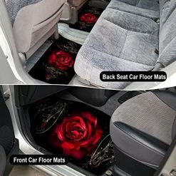 Wholesale ???? Moukeren 26 Pcs Red Rose Car Seat Covers Full Set Rubber Steering Wheel Cover License Plate Frame Armrest Cover Seatbelt Covers Mirror Covers Rose Flower Car Accessories For Car Truck SUV ⌛ -Car Seat Covers shop 517kyqpXcDL