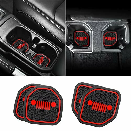 Best Sale ???? Auovo Auto Cup Holder Inserts Coaster Fit For 2018 -2022 Wrangler JL JLU 2020-2022 Gladiator JT Cup Mat Pad Interior Decoration Accessories (4 Pcs Kit) (Red, For Deep Rear Cup Holders) ???? 3 Best Sale ???? Auovo Auto Cup Holder Inserts Coaster Fit For 2018 -2022 Wrangler JL JLU 2020-2022 Gladiator JT Cup Mat Pad Interior Decoration Accessories (4 Pcs Kit) (Red, For Deep Rear Cup Holders) ????