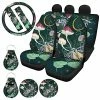Flash Sale ???? Mushroom Car Seat Covers Full Set Split Bench Butterfly Leaves Floral Girly Print Front Back Seat Cover,Steering Wheel Cover,Seat Belt Cover,Cup Holder Coasters,Auto Keychains,Green Butterfly Mushroom Leaves Green ???? -Car Seat Covers shop 518TUTkgM1S