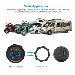 Budget ❤️ MIC-VM-Blue Voltmeter (DC 12V LED Digital Display Waterproof For Boat Marine Vehicle Motorcycle Truck ATV UTV Car Camper Caravan Blue Digital Round Panel) ???? 15 Budget ❤️ MIC-VM-Blue Voltmeter (DC 12V LED Digital Display Waterproof For Boat Marine Vehicle Motorcycle Truck ATV UTV Car Camper Caravan Blue Digital Round Panel) ???? -Car Seat Covers shop 51971SkrvvL
