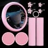Hot Sale ???? 10 Pcs Leather Steering Wheel Cover For ???? Women Cute Car Accessories Set With Seat Belt Shoulder Pads Seatbelt Covers Cup Holders Bling Start Button Ring Sticker Air Vent Clip Car Accessories(Pink) ???? -Car Seat Covers shop 519EQGnC3nL