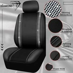 Best Sale ❤️ Bling Car Seat Covers Set Car Diamond Accessories With Shiny Bling Car Seat Covers Bling Steering Wheel Cover Seat Belt Pads Glove Glitter Center Pad Cup Drill Rings Universal Car (Silver, Front Seat) ???? -Car Seat Covers shop 519fKoWoi9L