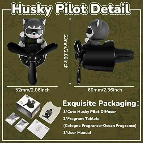 Promo ⭐ Car Air Freshener Cute Pilot Car Diffuser Rotating Propeller Air Outlet Vent Fresheners Aromatherapy Ornament Car Accessories Automotive Air Fresheners For Cars (Husky) ???? 3 Promo ⭐ Car Air Freshener Cute Pilot Car Diffuser Rotating Propeller Air Outlet Vent Fresheners Aromatherapy Ornament Car Accessories Automotive Air Fresheners For Cars (Husky) ????