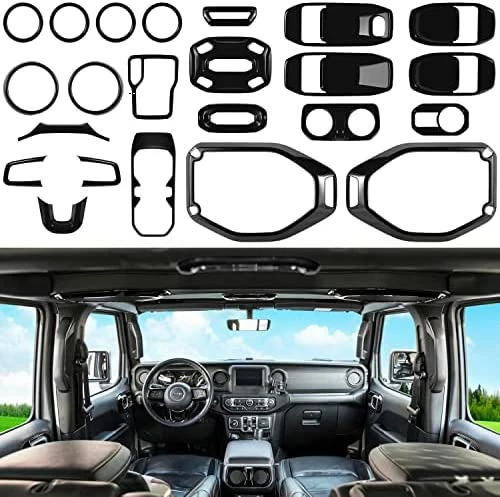 Discount ???? 23PCS Full Set Interior Decoration Trim Kit For Jeep Wrangler JL JLU Gladiator JT 2018-2022 Steering Wheel Door Handle Air Conditioning Vent Cup Holder Reading Light Headlight Switch Gear Cover (Blue) ???? 6 Discount ???? 23PCS Full Set Interior Decoration Trim Kit For Jeep Wrangler JL JLU Gladiator JT 2018-2022 Steering Wheel Door Handle Air Conditioning Vent Cup Holder Reading Light Headlight Switch Gear Cover (Blue) ???? - Image 4