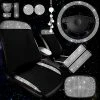 Best Pirce ???? Bling Car Seat Covers Protectors For ???? Women ???? Girls Diamond Seat Covers White Bling Rhinestone Steering Wheel Cover Car Rear View Mirror Charms Bling Car Accessories Fit Most Car Interior Decor ????