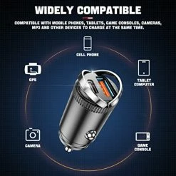 Hot Sale ???? USB C 60W Car Charger Fast Charge, 30W PD& 30W QC3.0 Fast Charge With Metal Body, Flush Fit Pull Ring Charge Adapter Universal For IPhone 13/13 Pro/12/12 Pro Max/XS/XR, Samsung Galaxy, Car Accessories Bright Silver ???? -Car Seat Covers shop 51BBrlysnuL