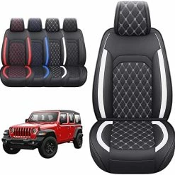 Cheap ???? Jeep Wrangler JK JL 4-Door Seat Covers Full Set Custom Fit 2007-2023 Unlimited X Rubicon 392 Sahara Willys Sport High Altitude 4X4 Truck Pickup Waterproof Leather (Full Set/Black-R) ???? -Car Seat Covers shop 51BR xFf0L. AC