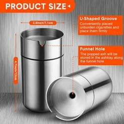 Outlet ✨ 2 Pieces Car Ashtray With Lid Portable Ashtray For Car Mini Car Trash Can Stainless Steel Portable Detachable Windproof Self Extinguishing Butt Bucket For Outdoor Travel Home Office(Silver) ???? -Car Seat Covers shop 51BewHdaxAL
