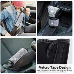 Discount ???? 19 Pcs Bling Car Accessories Set, Bling Seat Belt Covers, Bling Handbrake Cover, Bling Dual USB Car Charger, Bling Car Shift Gear Cover, Bling Car Cup Mats, Glasses Holders Start Button Ring (White) ???? -Car Seat Covers shop 51BfbYshL9L