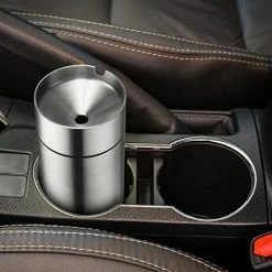 Outlet ✨ 2 Pieces Car Ashtray With Lid Portable Ashtray For Car Mini Car Trash Can Stainless Steel Portable Detachable Windproof Self Extinguishing Butt Bucket For Outdoor Travel Home Office(Silver) ???? -Car Seat Covers shop 51Bff5CfsIL