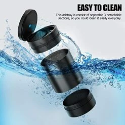 Cheapest ???? Car Ashtray With Lid, Portable Ashtray For Car, Mini Car Trash Can, Detachable Stainless Steel Smokeless Ash Tray With LED Blue Light, Windproof For Outdoor Travel, Home Use (Misted Gray) ???? -Car Seat Covers shop 51C27IN8wwL