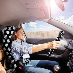 Coupon ⭐ 10 Pieces ???? Dog Paw Car Accessories Set ???? Dog Cat Paw Print Car Seat Covers Car Steering Wheel Cover ???? Dog Paw Car Cup Holder Armrest Pad Cover Seat Belt Pads Key Chain Wrist Strap For Car SUV Truck ???? -Car Seat Covers shop 51CHhMq8xjS