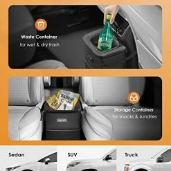 Best Sale ⌛ Car Trash Can With Lid And Storage Pockets, 100% Leak-Proof Car Organizer, Waterproof Car Garbage Can, Multipurpose Trash Bin For Car - Black ???? -Car Seat Covers shop 51DLlAVyIAL