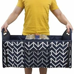 Flash Sale ???? Trunk Organizer, Foldable Car Storage Bag Portable Insulation Cooler Bag Collapsible Vehicle Organizer Divider Storage Totes With 3 Compartment Cargo Tote For Groceries Caddy SUV, Navy Blue ???? -Car Seat Covers shop 51DOFMh8iVL