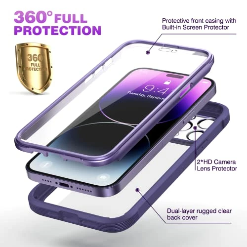 Coupon ???? Designed For IPhone 14 Pro Max Case 6.7’’, Full Body Rugged Case W/Built-in Touch Sensitive Anti-Scratch Screen Protector+2 Pack Camera Lens Protector, Bumper Case (Royal Purple) ???? 3 Coupon ???? Designed For IPhone 14 Pro Max Case 6.7’’, Full Body Rugged Case W/Built-in Touch Sensitive Anti-Scratch Screen Protector+2 Pack Camera Lens Protector, Bumper Case (Royal Purple) ???? - Image 2