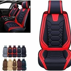Best Sale ✨ Car Seat Covers Accessories Full Set Premium Nappa Leather Cushion Protector Universal Fit For Most Cars SUV Pick-up Truck, Automotive Vehicle Auto Interior Décor (OS-004 Red) Tan ???? -Car Seat Covers shop 51EuwD BweL. AC
