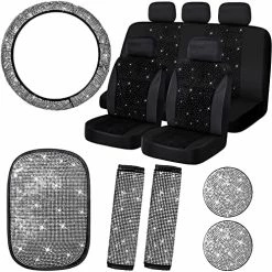 Best reviews of ✨ 15 Pieces Bling Velvet Fabric Car Seat Covers Full Set Black Bling Car Accessories For ???? Women,Diamond Steering Wheel Cover Rhinestone Crystal Seat Belt Cover, Center Console Pad Universal Car Deco ???? -Car Seat Covers shop 51F98t6QhPL. AC