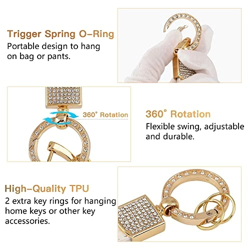 Wholesale ???? For Mercedes Key Fob Cover Fit Benz C E G M Class GLC GLE GLS CLA CLS Accessories Car Keychain Bling Case Shell Protector Girly Cute White Gold TPU ❤️ 5 Wholesale ???? For Mercedes Key Fob Cover Fit Benz C E G M Class GLC GLE GLS CLA CLS Accessories Car Keychain Bling Case Shell Protector Girly Cute White Gold TPU ❤️ - Image 3