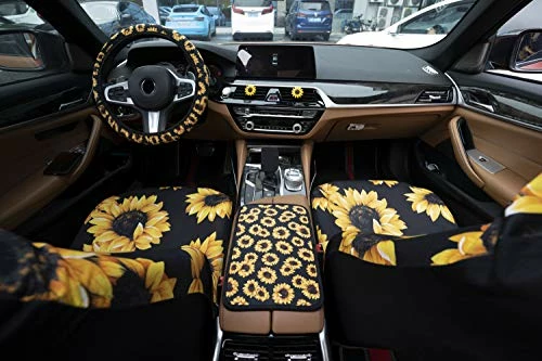 Outlet ✨ 12PCS Sunflower Car Accessories Set,Sunflower Front And Rear Bench Seat Cover Full Set,Steering Wheel Cover,Car Armrest Cover,Car Vent,Car Coaster,Easy To Install,Universal Fit For Auto Truck Van SUV ???? 5 Outlet ✨ 12PCS Sunflower Car Accessories Set,Sunflower Front And Rear Bench Seat Cover Full Set,Steering Wheel Cover,Car Armrest Cover,Car Vent,Car Coaster,Easy To Install,Universal Fit For Auto Truck Van SUV ???? - Image 3