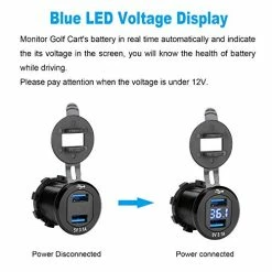 Flash Sale ???? 10L0L Golf Cart DC 9V-48V Quick Charge 3.1 Dual USB Charger,2 In 1 USB Ports & LED Voltage Meter Universal For Club Car,EZGO And Yamaha,Aluminum Alloy Shell Safe Charge Outlet ???? -Car Seat Covers shop 51FkJNxyVnL