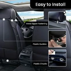 Buy ⌛ 5 Car Seat Covers Full Set With Waterproof Leather Universal Fit For Elantra Sonata Sportage RAV4 CRV Altima Accord Chevy Equinox (Black Full Set) ???? -Car Seat Covers shop 51FuExb3BeL