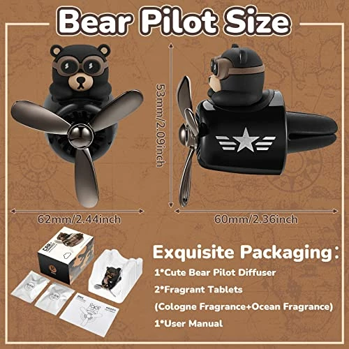 Hot Sale ???? Bear Pilot Car Air Freshener Cute Car Diffuser Rotating Propeller Air Outlet Vent Fresheners Aromatherapy Ornament Car Accessories Automotive Air Fresheners For Cars (Cool Style) ???? 3 Hot Sale ???? Bear Pilot Car Air Freshener Cute Car Diffuser Rotating Propeller Air Outlet Vent Fresheners Aromatherapy Ornament Car Accessories Automotive Air Fresheners For Cars (Cool Style) ???? - Image 2