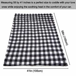 Promo ???? Electric Car Blanket, Reversible Sherpa/Fleece Warm Car Travel Blanket With Intelligent Temp For Cars, Trucks And RV - Great For Winter, Home, Road Trip And Camping Use (58"x41") Black Gray White Plaid ???? -Car Seat Covers shop 51Go5EJwaXL