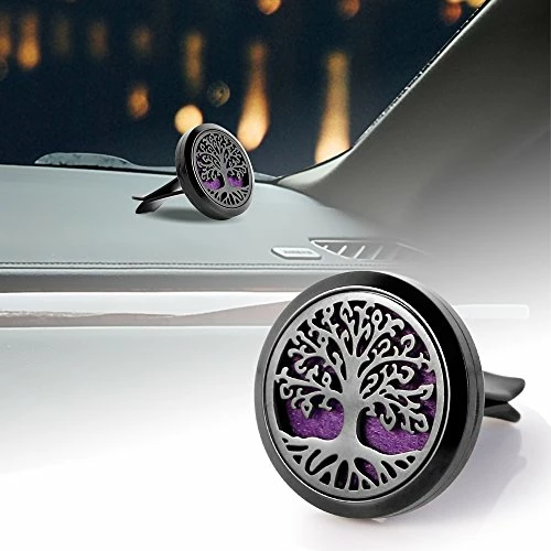 Hot Sale ???? 30mm Car Aromatherapy Essential Oil Diffuser Stainless Steel Locket With Vent Clip 12 Felt Pads-Tree Of Life Black ???? 6 Hot Sale ???? 30mm Car Aromatherapy Essential Oil Diffuser Stainless Steel Locket With Vent Clip 12 Felt Pads-Tree Of Life Black ???? - Image 4