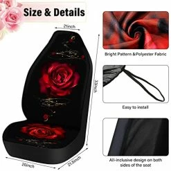 Wholesale ???? 10 Pcs Red Rose Car Seat Covers Full Set For ???? Women Art Flower Seat Cover Rubber Steering Wheel Cover Armrest Cover Seatbelt Covers Polyester Fabric Front Seat Rear For Truck SUV Car ???? -Car Seat Covers shop 51HONlt3wWL 1