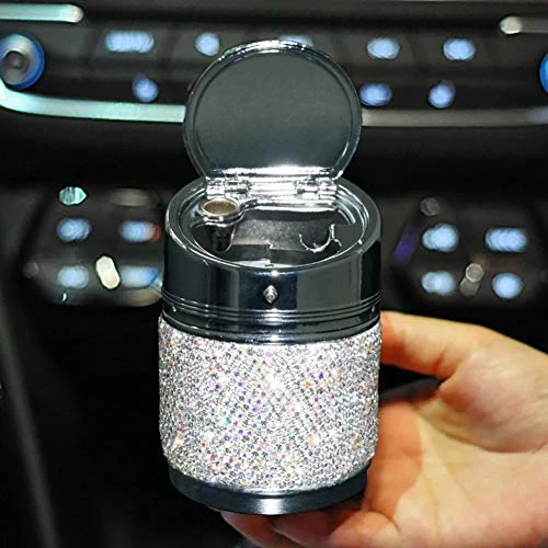 Wholesale ???? Portable Auto Car Cigarette Ashtray Ash Bling Crystal Smokeless Stand Cylinder Cup Holders,Silver ✨ 4 Wholesale ???? Portable Auto Car Cigarette Ashtray Ash Bling Crystal Smokeless Stand Cylinder Cup Holders,Silver ✨ - Image 2