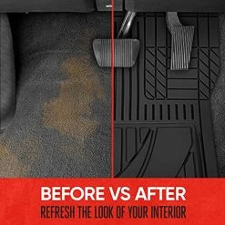 Top 10 ???? FlexTough Advanced Black Rubber Car Floor Mats - 3 Piece Front & Rear Trim To Fit Floor Mats For Cars Truck SUV, All Weather Automotive Liners With Traction Grips And Multiple Trim Lines ???? -Car Seat Covers shop 51HQWV5iaQL