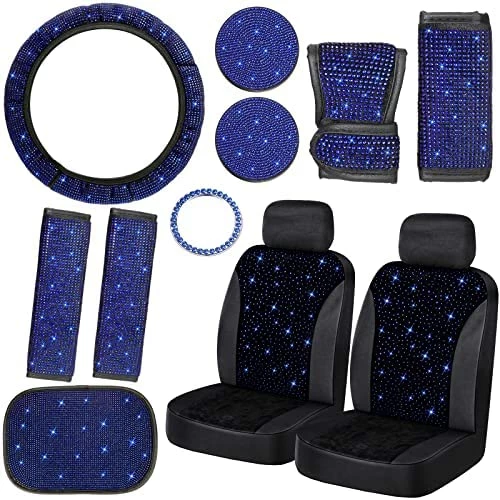 Promo ⌛ Frienda 13 Pack Bling Car Seat Covers Set Car Diamond Accessories Rhinestone Crystal Steering Wheel Cover, Bling Velvet Breathable Seat Cover, Glitter Center Console Pad Universal Car Interior White ???? 9 Promo ⌛ Frienda 13 Pack Bling Car Seat Covers Set Car Diamond Accessories Rhinestone Crystal Steering Wheel Cover, Bling Velvet Breathable Seat Cover, Glitter Center Console Pad Universal Car Interior White ???? - Image 7
