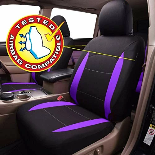 Promo ???? Car Seat Covers Front Seats Rear Bench Polyester Car Seat Protectors Easy Installations Rear Bench Split Classic Man Lady Truck (Full Set -- Low Back, Black Purple)… ???? 4 Promo ???? Car Seat Covers Front Seats Rear Bench Polyester Car Seat Protectors Easy Installations Rear Bench Split Classic Man Lady Truck (Full Set -- Low Back, Black Purple)… ???? - Image 2