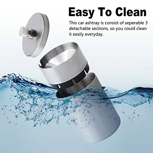 Best Sale ???? Stainless Steel Auto Ashtrays With Lid Car Ashtray Smell Proof Portable Smokeless Detachable Windproof Extinguished Butt Bucket Ash Tray For Car Cup Holder (Silver) Stainless Steel-silver ???? 4 Best Sale ???? Stainless Steel Auto Ashtrays With Lid Car Ashtray Smell Proof Portable Smokeless Detachable Windproof Extinguished Butt Bucket Ash Tray For Car Cup Holder (Silver) Stainless Steel-silver ???? - Image 2
